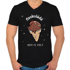 PRINTFASHION CSOKOLADE_NEM_IS_VOLT - Férfi V-nyakú póló - Fekete férfi póló
