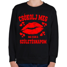 PRINTFASHION Csókolj meg, ma van a szülinapom - Gyerek pulóver - Fekete gyerek pulóver, kardigán