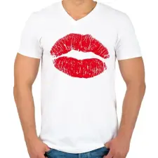 PRINTFASHION Csókollak - Férfi V-nyakú póló - Fehér férfi póló