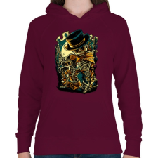 PRINTFASHION Csont bandita - Női kapucnis pulóver - Bordó női pulóver, kardigán