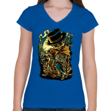 PRINTFASHION Csont bandita - Női V-nyakú póló - Királykék női póló