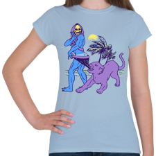 PRINTFASHION Csontváz a tengerparton - Női póló - Világoskék női póló