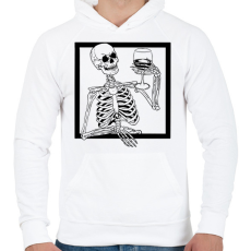PRINTFASHION Csontváz borral - Férfi kapucnis pulóver - Fehér