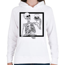 PRINTFASHION Csontváz borral - Női kapucnis pulóver - Fehér