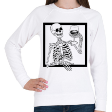 PRINTFASHION Csontváz borral - Női pulóver - Fehér