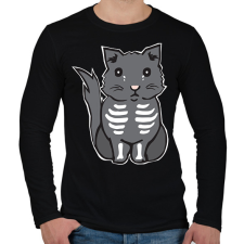 PRINTFASHION csontváz cica - Férfi hosszú ujjú póló - Fekete férfi póló