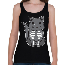 PRINTFASHION csontváz cica - Női atléta - Fekete női trikó