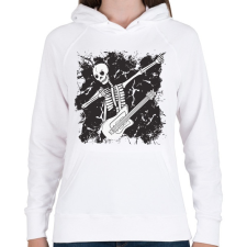 PRINTFASHION Csontváz gitárral - Női kapucnis pulóver - Fehér női pulóver, kardigán