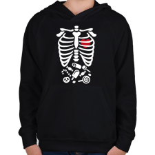 PRINTFASHION Csontváz - Gyerek kapucnis pulóver - Fekete gyerek pulóver, kardigán