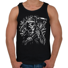 PRINTFASHION Csontváz Halál kaszával sötét alaphoz - Férfi atléta - Fekete atléta, trikó