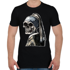 PRINTFASHION (Csontváz) Leány gyöngy fülbevalóval  - Férfi póló - Fekete férfi póló