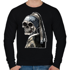 PRINTFASHION (Csontváz) Leány gyöngy fülbevalóval  - Férfi pulóver - Fekete férfi pulóver, kardigán