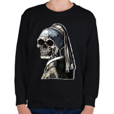 PRINTFASHION (Csontváz) Leány gyöngy fülbevalóval  - Gyerek pulóver - Fekete gyerek pulóver, kardigán