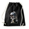 PRINTFASHION (Csontváz) Leány gyöngy fülbevalóval  - Sportzsák, Tornazsák - Fekete