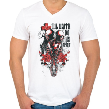 PRINTFASHION Csontvázak - Amíg a halál el nem választ - Férfi V-nyakú póló - Fehér férfi póló
