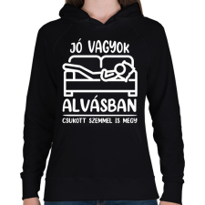 PRINTFASHION Csukott szemmel is megy - Női kapucnis pulóver - Fekete női pulóver, kardigán