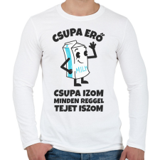 PRINTFASHION CSUPA ERŐ CSUPA IZOM - Férfi hosszú ujjú póló - Fehér férfi póló