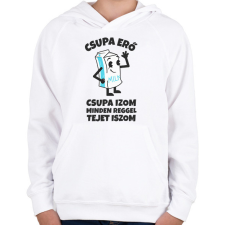 PRINTFASHION CSUPA ERŐ CSUPA IZOM - Gyerek kapucnis pulóver - Fehér gyerek pulóver, kardigán