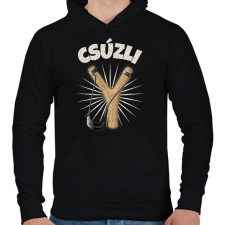 PRINTFASHION CSÚZLI - Férfi kapucnis pulóver - Fekete férfi pulóver, kardigán