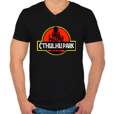 PRINTFASHION Cthulhu Park - Férfi V-nyakú póló - Fekete