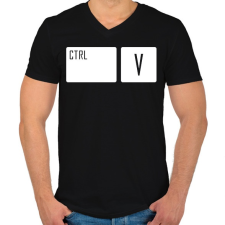 PRINTFASHION Ctrl + V - Férfi V-nyakú póló - Fekete férfi póló