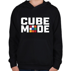 PRINTFASHION Cube mode - Gyerek kapucnis pulóver - Fekete