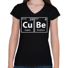 PRINTFASHION Cube - Női V-nyakú póló - Fekete női póló
