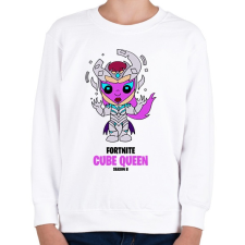 PRINTFASHION Cube Queen - Fortnite Season 8 - Gyerek pulóver - Fehér gyerek pulóver, kardigán