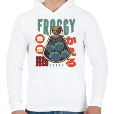 PRINTFASHION Cuki békák - Férfi kapucnis pulóver - Fehér férfi pulóver, kardigán