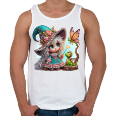 PRINTFASHION Cuki boszorkány sárkánnyal - Férfi atléta - Fehér