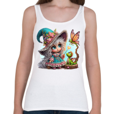 PRINTFASHION Cuki boszorkány sárkánnyal - Női atléta - Fehér női trikó