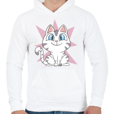 PRINTFASHION Cuki cica - Férfi kapucnis pulóver - Fehér női pulóver, kardigán