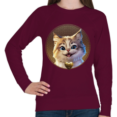 PRINTFASHION Cuki Cica - Női pulóver - Bordó