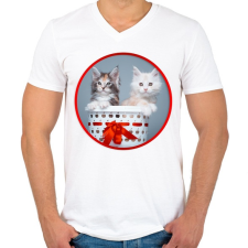 PRINTFASHION Cuki cicák - Férfi V-nyakú póló - Fehér férfi póló