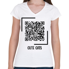 PRINTFASHION Cuki cicák - Női V-nyakú póló - Fehér női póló