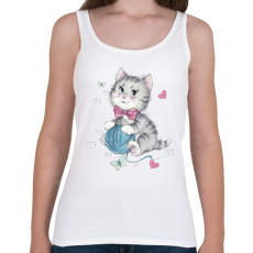 PRINTFASHION Cuki cicás póló - Női atléta - Fehér