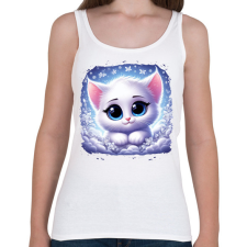 PRINTFASHION Cuki cicus - Női atléta - Fehér női trikó