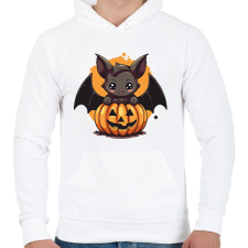 PRINTFASHION Cuki denevér tökkel - Férfi kapucnis pulóver - Fehér férfi pulóver, kardigán