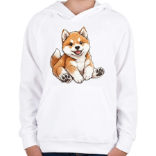 PRINTFASHION Cuki Duci Akita Inu - Gyerek kapucnis pulóver - Fehér gyerek pulóver, kardigán