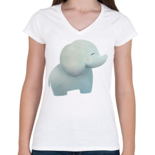 PRINTFASHION Cuki elefánt - Női V-nyakú póló - Fehér női póló
