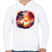 PRINTFASHION Cuki erdei róka - Férfi kapucnis pulóver - Fehér férfi pulóver, kardigán