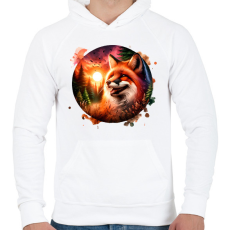 PRINTFASHION Cuki erdei róka - Férfi kapucnis pulóver - Fehér