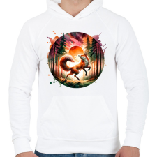 PRINTFASHION Cuki erdei róka - Férfi kapucnis pulóver - Fehér férfi pulóver, kardigán