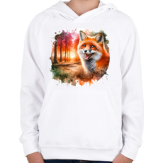 PRINTFASHION Cuki erdei róka - Gyerek kapucnis pulóver - Fehér