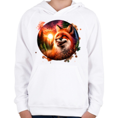 PRINTFASHION Cuki erdei róka - Gyerek kapucnis pulóver - Fehér