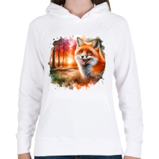 PRINTFASHION Cuki erdei róka - Női kapucnis pulóver - Fehér