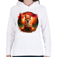 PRINTFASHION Cuki erdei róka - Női kapucnis pulóver - Fehér női pulóver, kardigán