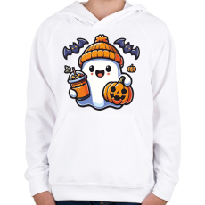 PRINTFASHION Cuki halloween szellem - Gyerek kapucnis pulóver - Fehér