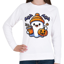 PRINTFASHION Cuki halloween szellem - Női pulóver - Fehér női pulóver, kardigán
