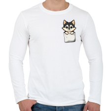 PRINTFASHION Cuki Husky Zsebben - Férfi hosszú ujjú póló - Fehér férfi póló